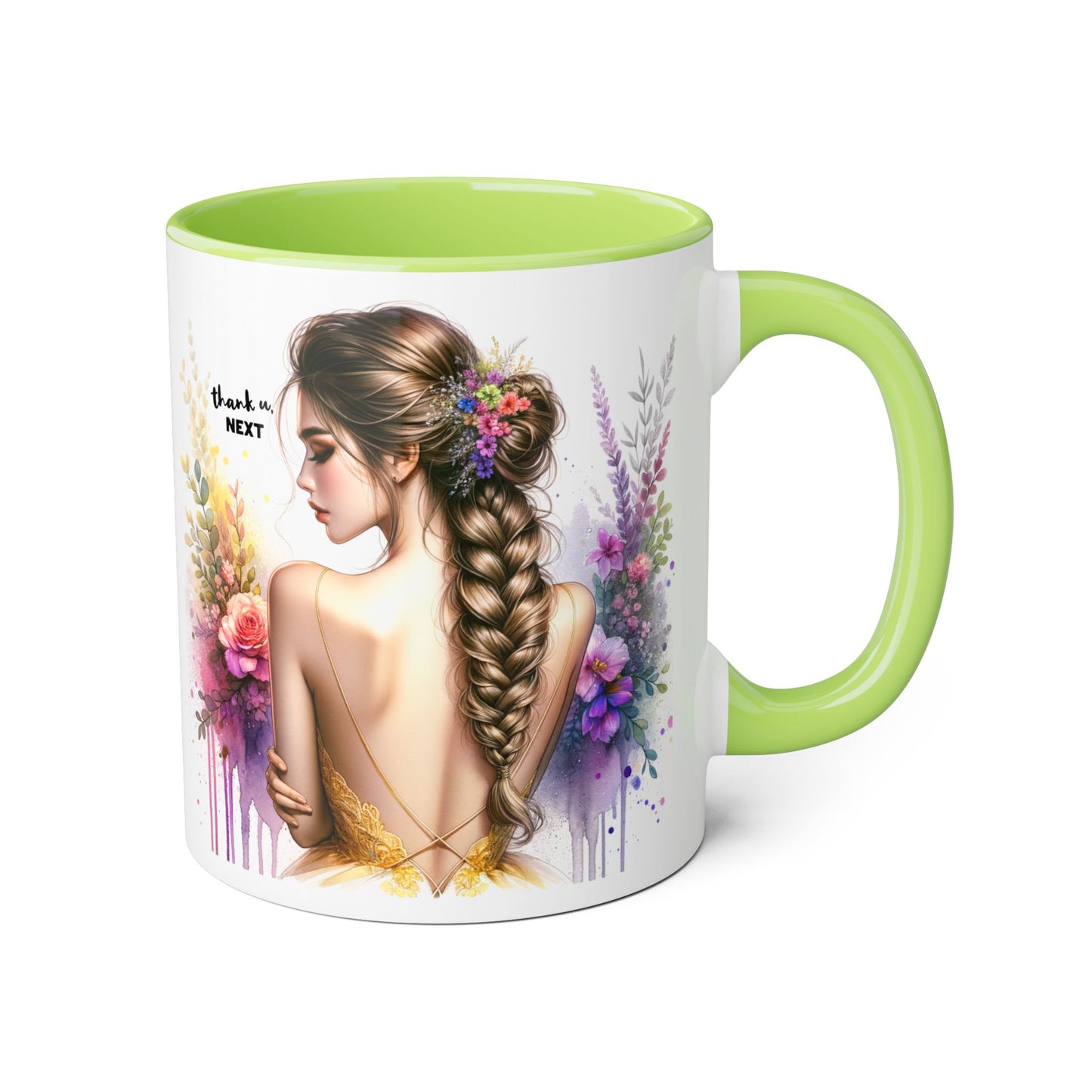 Thank U, Next Floral Art Accent Mug - Perfect Gift for Coffee Lovers, Boho Decor, Birthday, Tea Time, Home Office