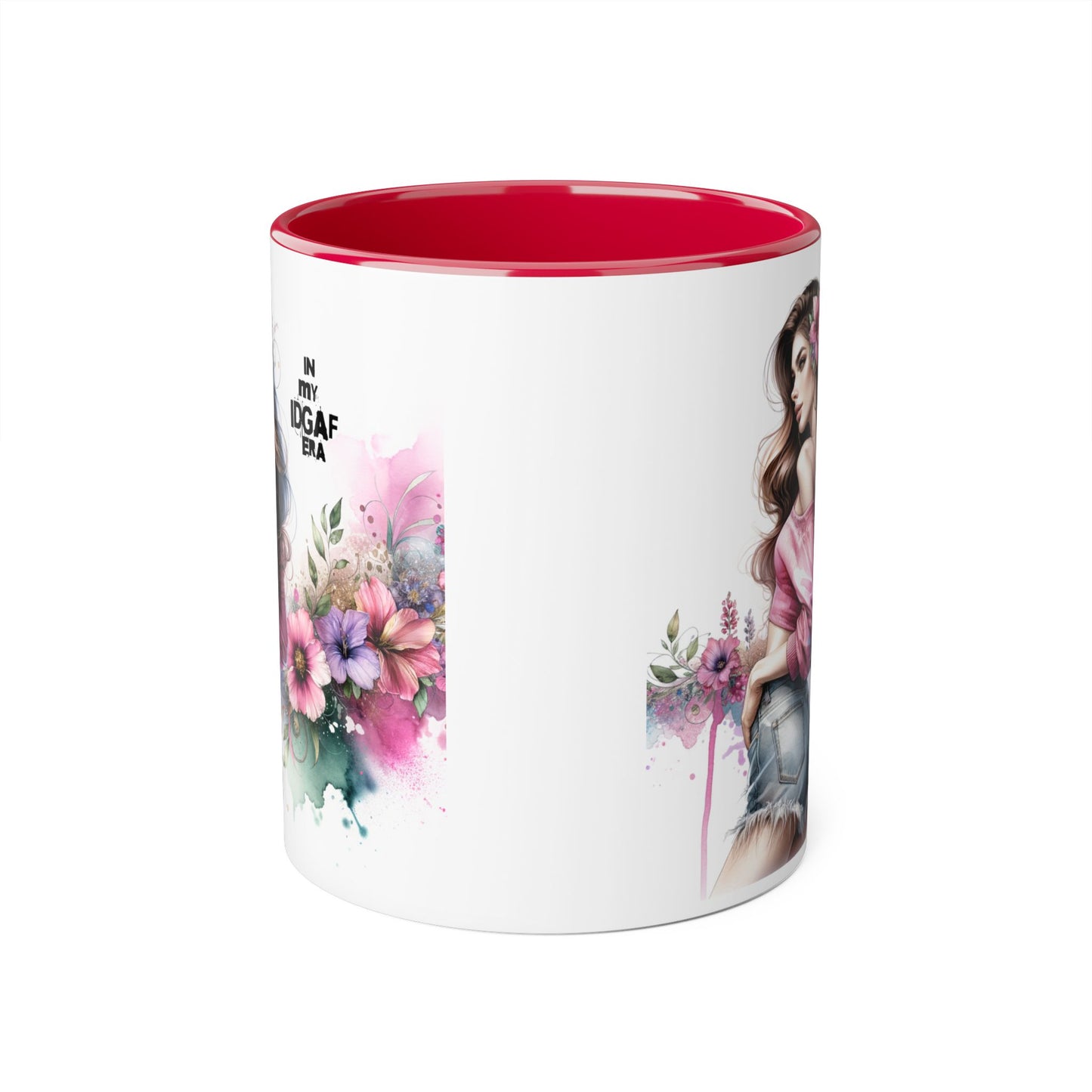 Chic Floral Accent Mug, In My IDGAF Era Coffee Cup, Gift for Her, Stylish Tea Mug, Fun Drinkware for Home & Office