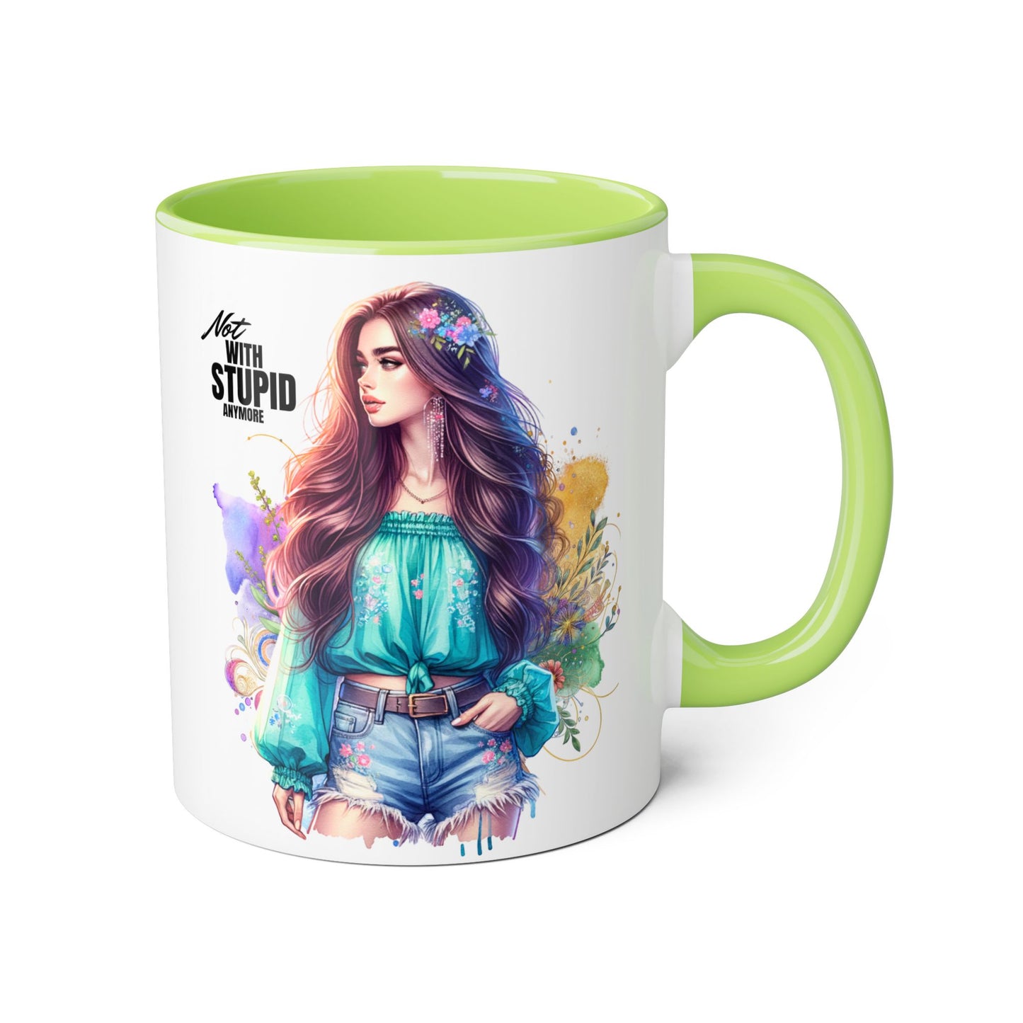 Not With Stupid Anymore Humoristic 11oz Accent Mug This humoristic mug