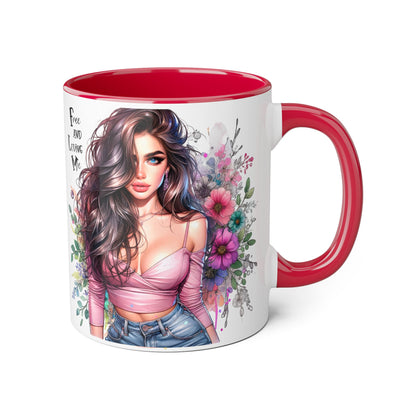 Bohemian Floral Accent Mug, Coffee Cup for Nature Lovers, Inspirational Gift, Home Decor, Unique Art