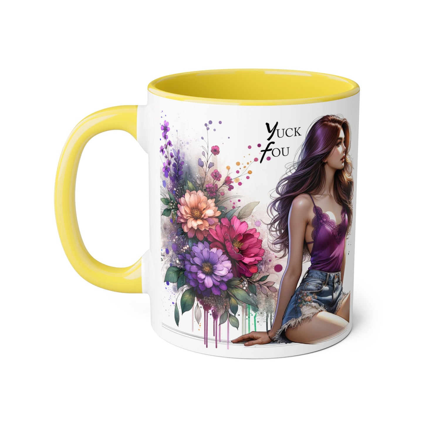 Yuck Fou Artistic Accent Mug - Vibrant Floral Design, Inspirational Gift, Coffee Lovers, Unique Home Decor, Perfect for Birthdays