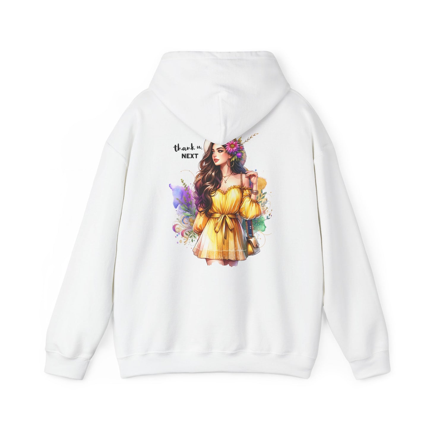 Thank U, Next Whimsical Fairy Art Hooded Sweatshirt, Cozy Apparel, Unique Gift, Casual Wear, Comfortable Layer