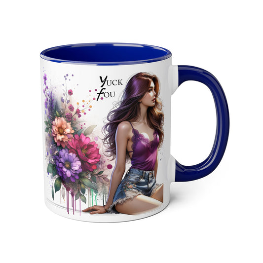 Yuck Fou Artistic Accent Mug - Vibrant Floral Design, Inspirational Gift, Coffee Lovers, Unique Home Decor, Perfect for Birthdays
