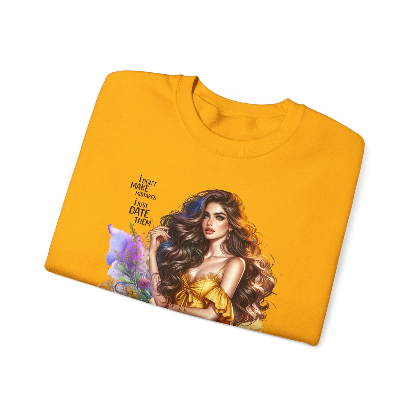 I Don`t  Make Mistakes, I Just Date Them Artistic Crewneck Sweatshirt - Perfect for Casual Outings, Gifts, Festivities, and Everyday Comfort, Featuring Colorful Designs