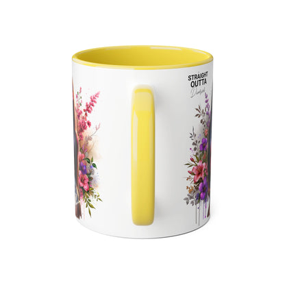 Straight Outta Divorced Humoristic Floral Accent Mug