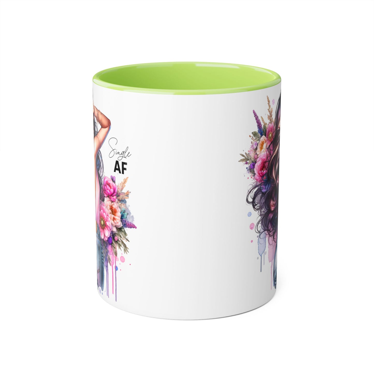 Single AF Chic Floral Accent Mug, Stylish Coffee Cup, Gift for Her, Trendy Home Decor, Birthday Present, Self-Love Reminder