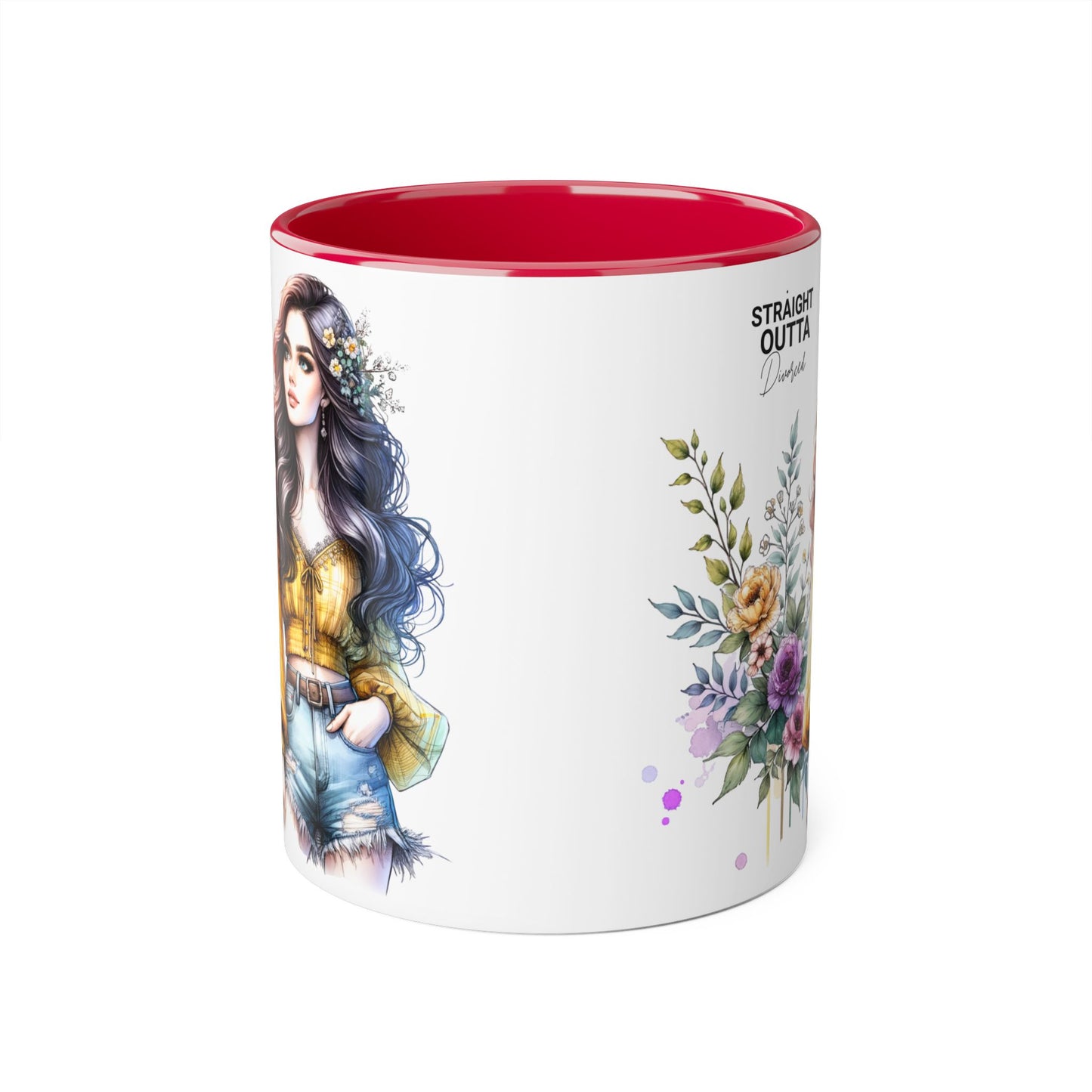 Straight Outta Divorced Humoristic Stylish Floral Accent Mug, Perfect for Coffee Lovers, Gift for Her, Home Decor, Mother's Day, Birthday, Everyday Use