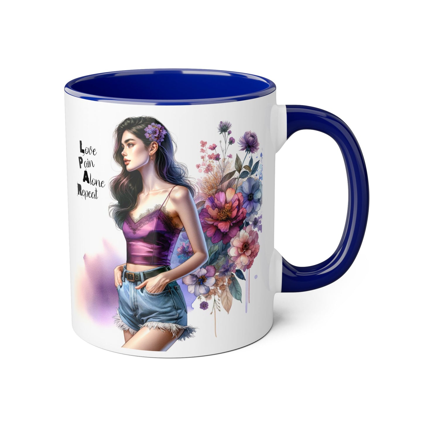Floral Accent Mug, Personalized Coffee Cup, Artistic Drinkware, Unique Gift for Her, Women's Day Present, Home Decor