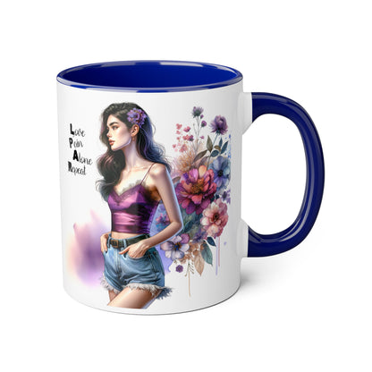 Floral Accent Mug, Personalized Coffee Cup, Artistic Drinkware, Unique Gift for Her, Women's Day Present, Home Decor