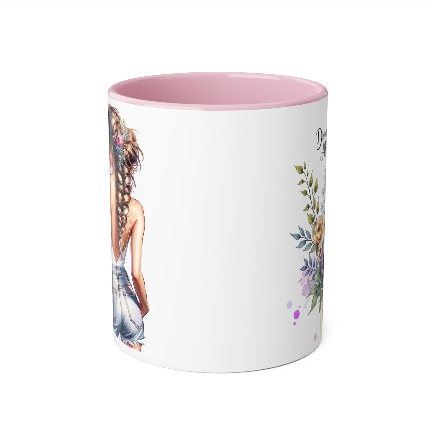 Divorced AF Floral Accent Mug - Perfect Gift for Friends, Coffee Lovers, Humor, Self-Care, Divorce Parties