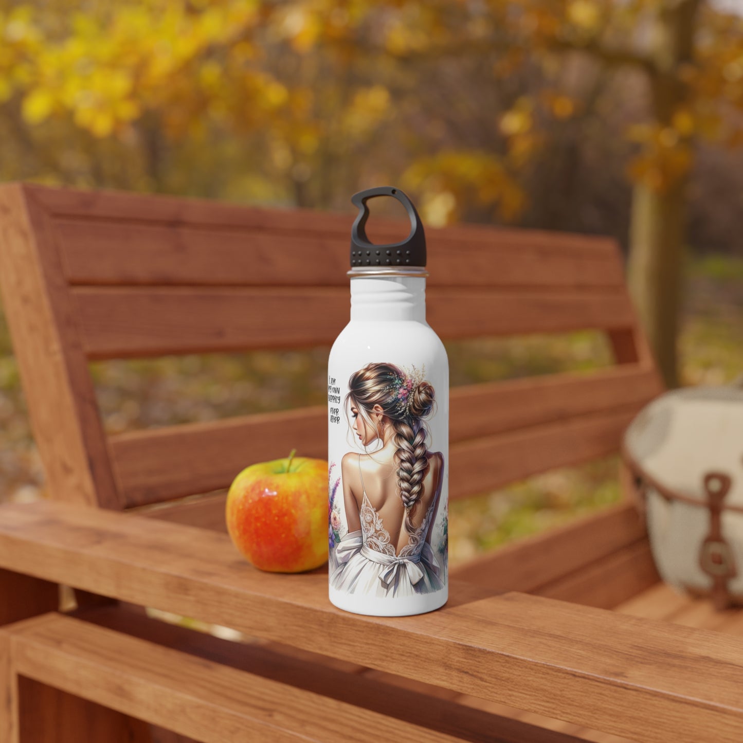 I Am My Own Happily Ever After Bridal Stainless Steel Water Bottle | Wedding Gift with Floral Design