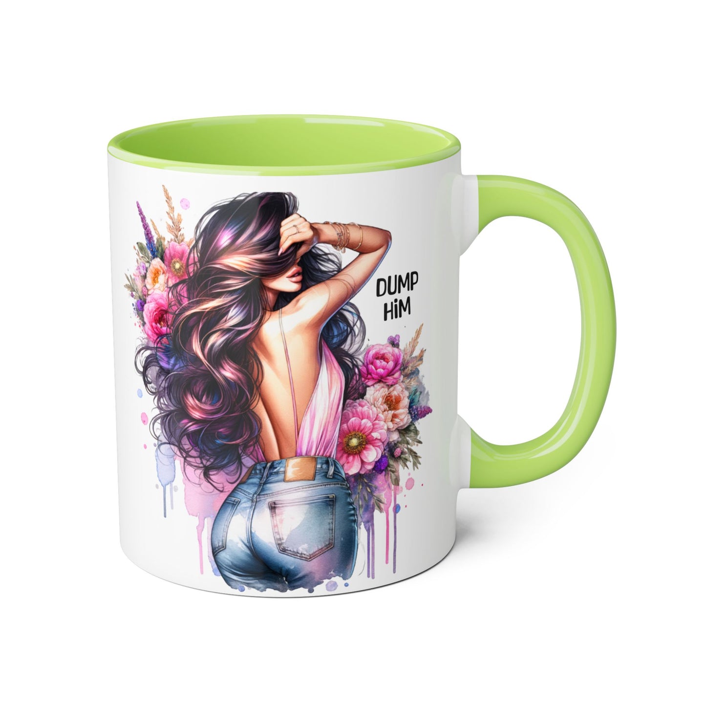 Bold Floral Accent Mug - "Dump Him" Coffee Cup, Perfect Gift for Friends, Therapy Mug for Breakups, Motivational Drinkware
