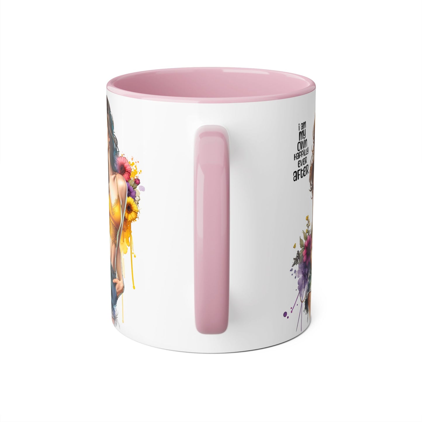I Am My Own Happily Ever After Empowering Accent Mug, Inspirational Coffee Cup, Self-Love Gift, Vibrant Artwork Mug, Unique Floral Design, Cute Kitchen Decor