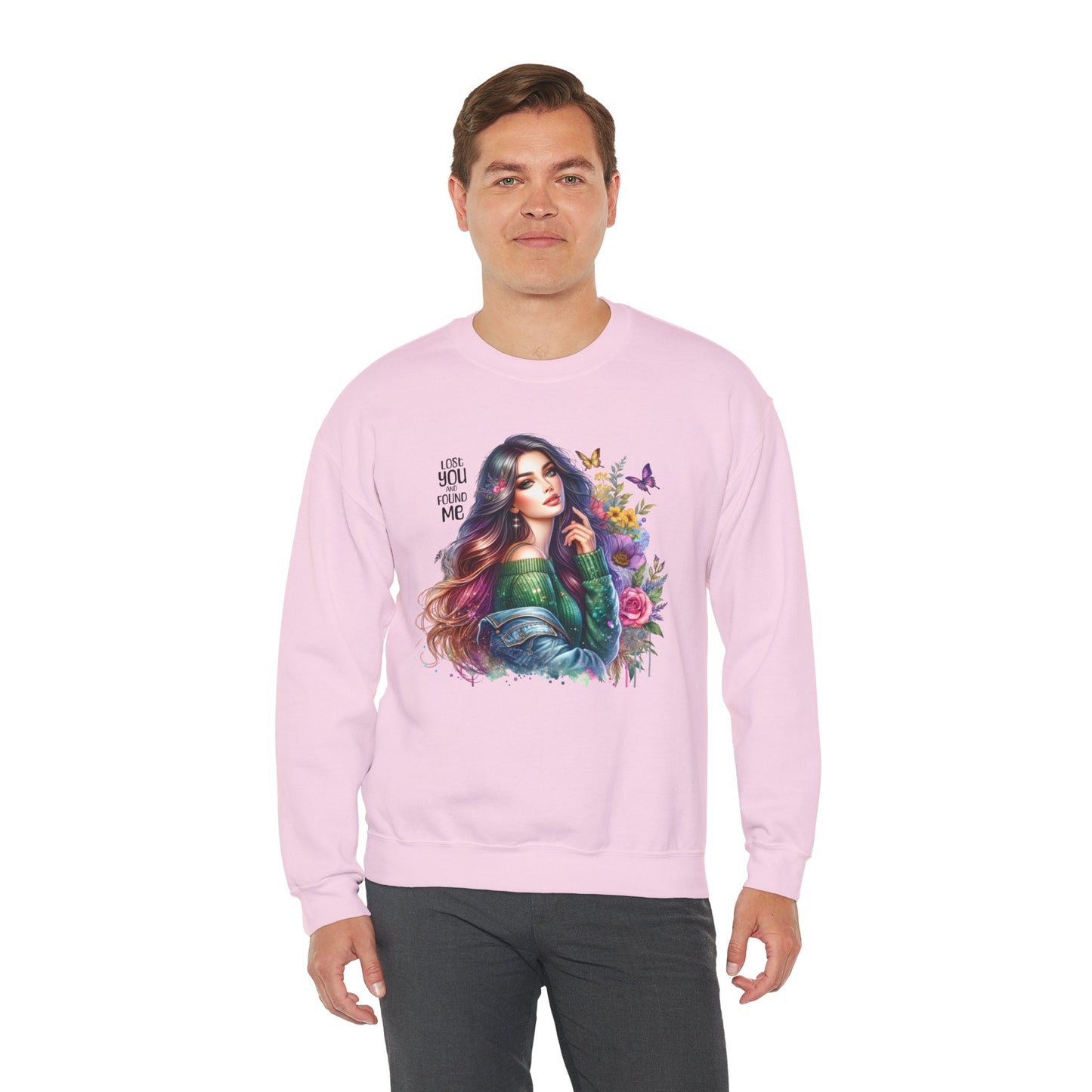 Lost You And Found Me Bohemian Floral Crewneck Sweatshirt, Cozy Graphic Sweatshirt, Gift for Her, Unique Art Pullover, Spring Fashion Crew