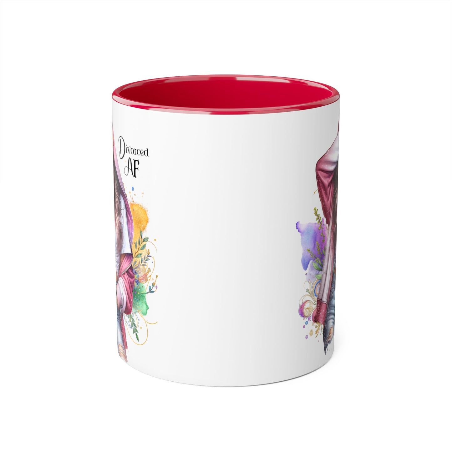Trendy Accent Mug - 'Divorced AF' Design, Chic Gift for Friends, Coffee Lovers, Inspirational Drinkware, Birthday, Everyday Use