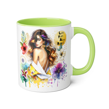 Vibrant Floral Accent Mug, Inspirational Coffee Cup, Gift for Her, Boho Art Mug, Unique Tea Mug, Home Decor