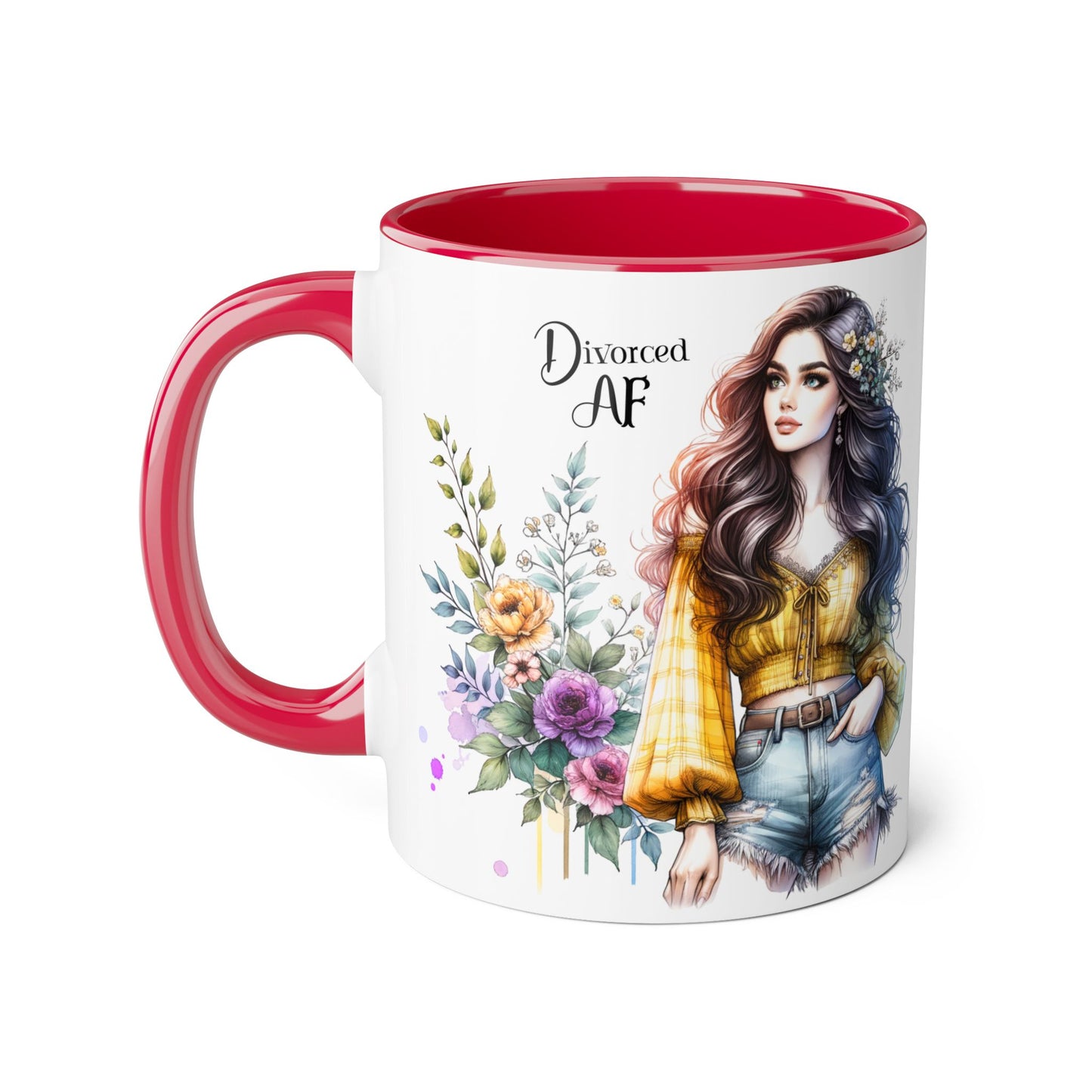Divorced AF Accent Mug, 11oz - Inspirational Coffee Cup for Strong Women, Gift for Divorcees, Coffee Lovers, Self-Love, Empowerment