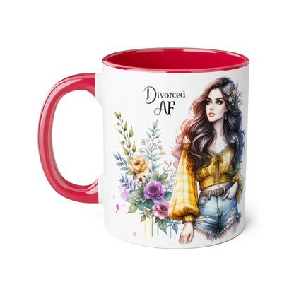 Divorced AF Accent Mug, 11oz - Inspirational Coffee Cup for Strong Women, Gift for Divorcees, Coffee Lovers, Self-Love, Empowerment