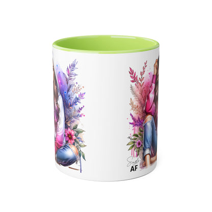 Single AF Stylish Accent Mugs for Coffee Lovers, Floral Art, Inspirational Gift, Appreciation Gift, Home Decor, Unique Mug Design