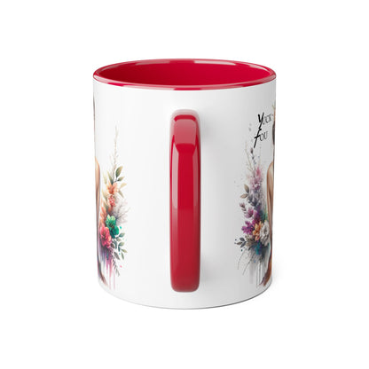 Floral Accent Mug with Yuck Fou Design – Gift for Coffee Lovers, Unique Home Decor, Flower Art Mug, Personalized Drinkware, Boho Style