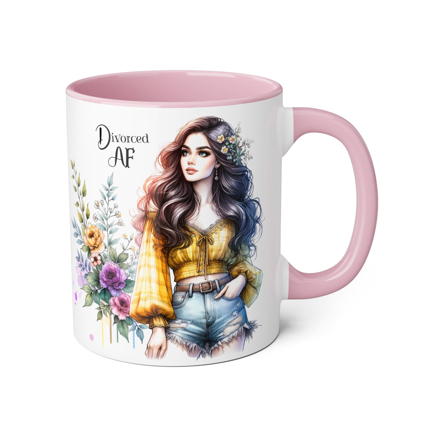 Divorced AF Accent Mug, 11oz - Inspirational Coffee Cup for Strong Women, Gift for Divorcees, Coffee Lovers, Self-Love, Empowerment