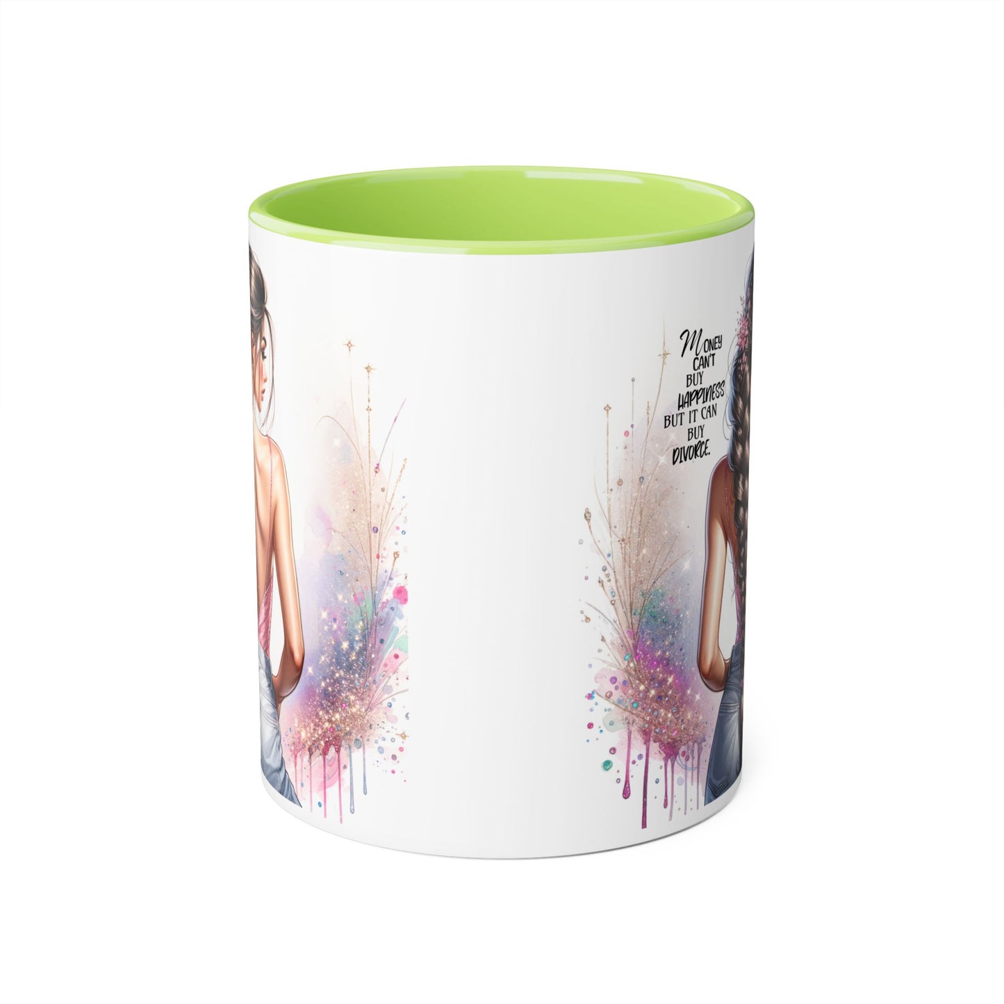 Money Can't Buy Happiness But It Can Buy Divorce Humoristic Empowered Woman Accent Mug, Inspirational Coffee Cup, Gift for Her, Motivational Mugs, Birthday Present, Unique Drinkware