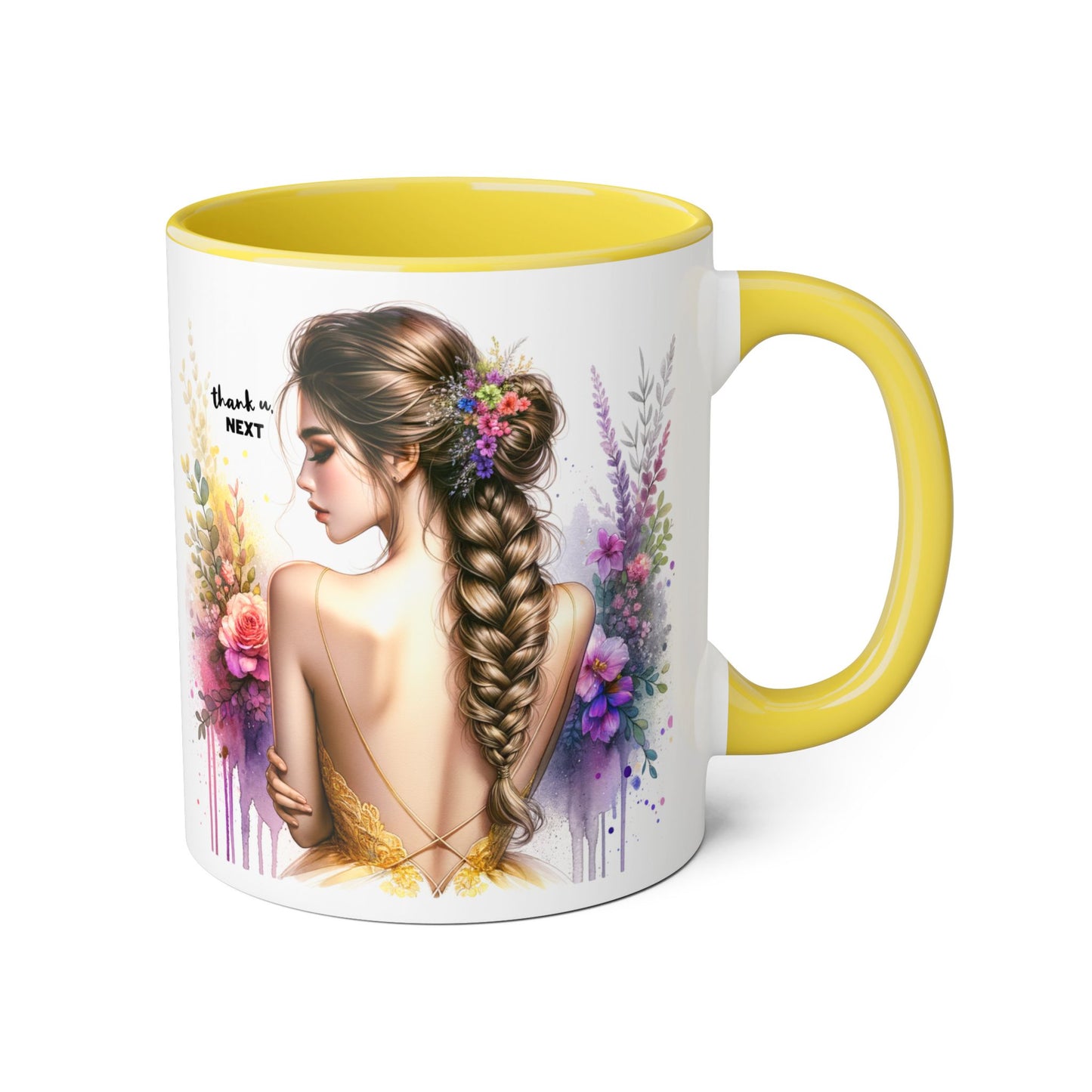 Thank U, Next Floral Art Accent Mug - Perfect Gift for Coffee Lovers, Boho Decor, Birthday, Tea Time, Home Office