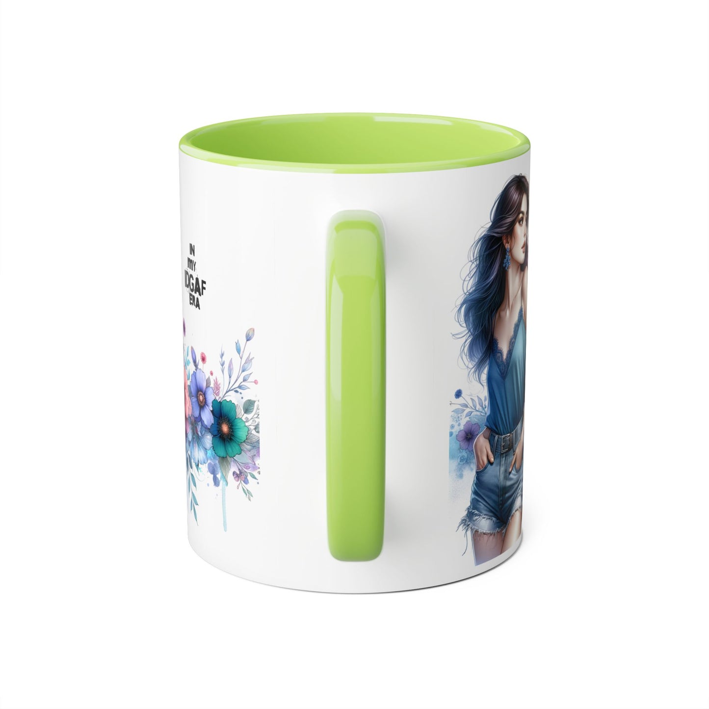 Chic IDGAF Accent Mug, Floral Art, Gift for Her, Coffee Lover, Unique Decor, Trendy Mug, Self-Care Gift