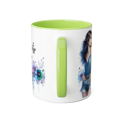 Chic IDGAF Accent Mug, Floral Art, Gift for Her, Coffee Lover, Unique Decor, Trendy Mug, Self-Care Gift