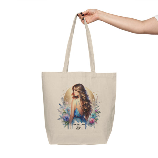 I'm Too Cute For My Ex Stylish Canvas Shopping Tote with Floral Design, Eco-Friendly Tote Bag, Reusable Grocery Bag, Urban Fashion Accessory, Perfect Gift for Her