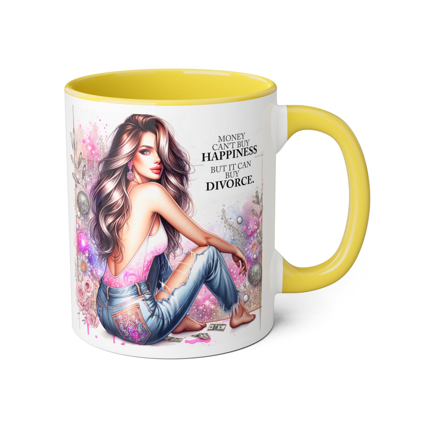 Money Can't Buy Happiness But It Can Buy Divorce Humoristic  Accent Mug | Funny Coffee Cup | Gift for Her | Unique Barware for Friends | Birthday & Self-Care Mug