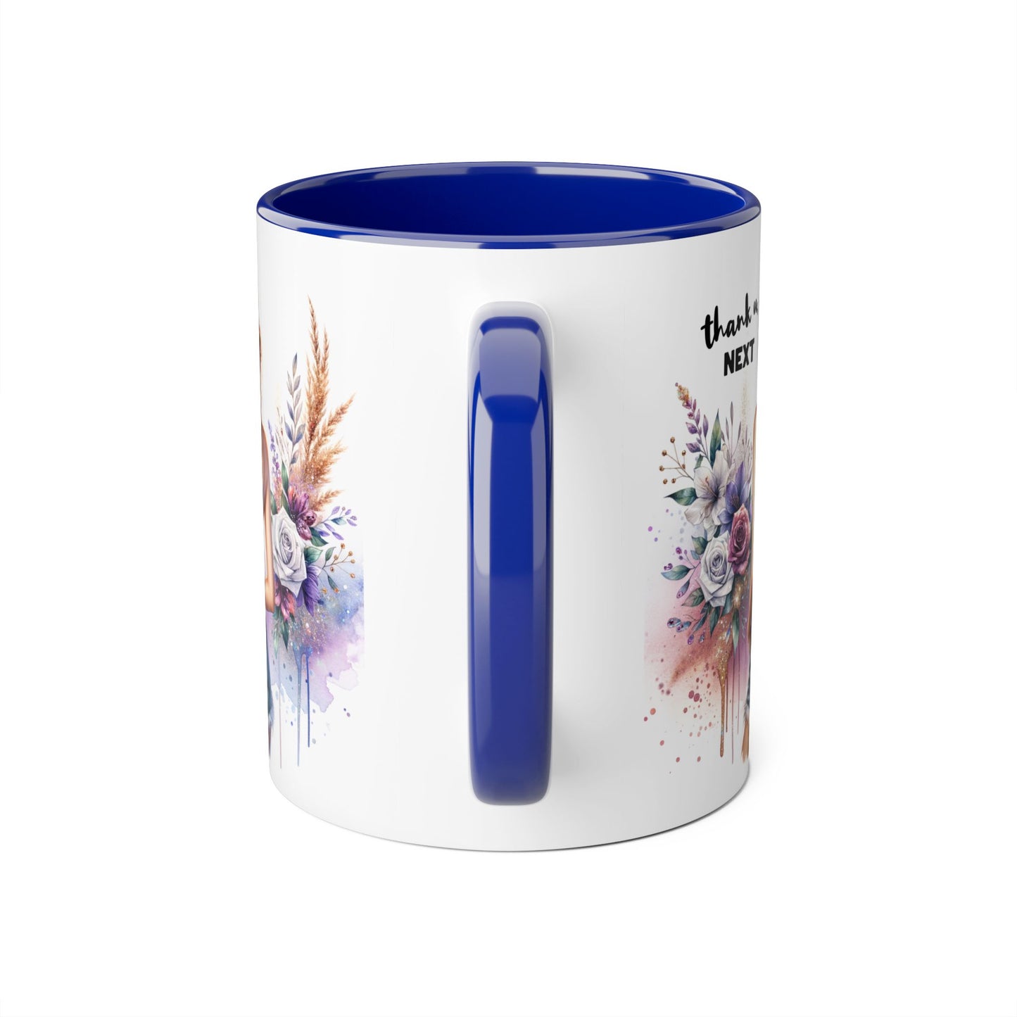 Thank U, Next Boho Inspirational Mug, Coffee Cup, Gift for Friends, Motivational Beverage Holder, Floral Design, Thank U Next