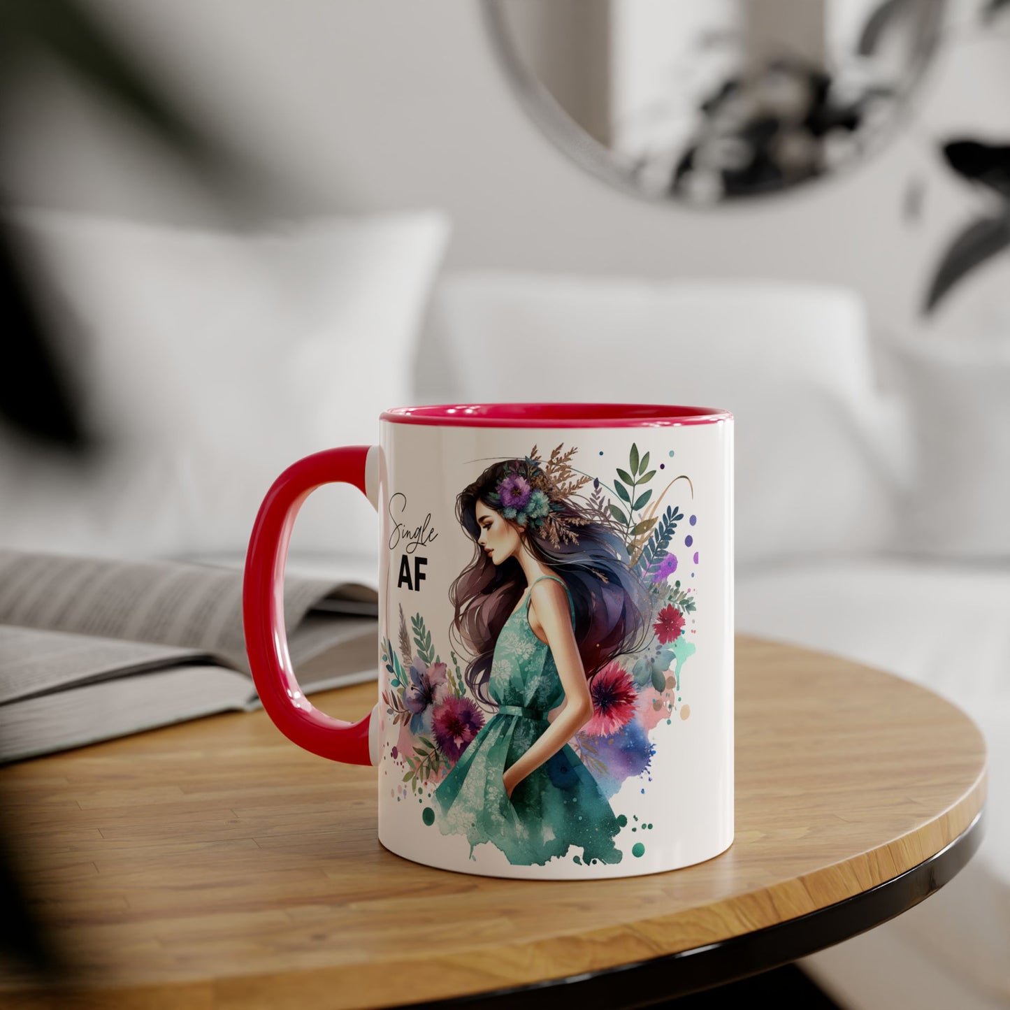 Single AF Floral Accent Mug - Perfect Gift for Singles, Coffee Lovers, Birthday, Self-Care, Galentine's Day