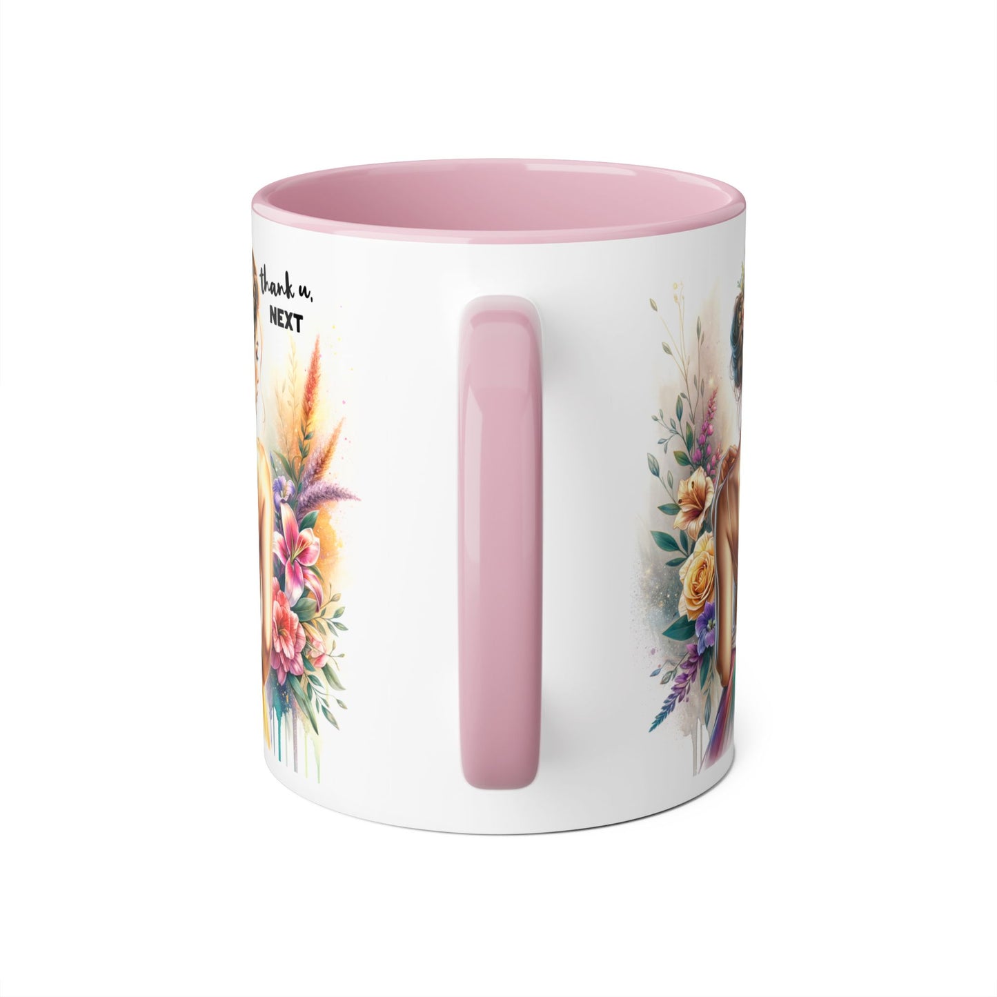 Thank U, Next Floral Artwork Accent Mug, Thank U Next Coffee Mug, Gift for Her, Floral Style Drinkware, Unique Home Decor