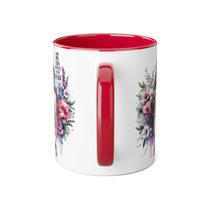 I Am My Own Happily Ever After Empowered Floral Accent Mug, Encouragement Gift for Women, Inspirational Coffee Cup, Self-Love Decor, Black Handle Mug
