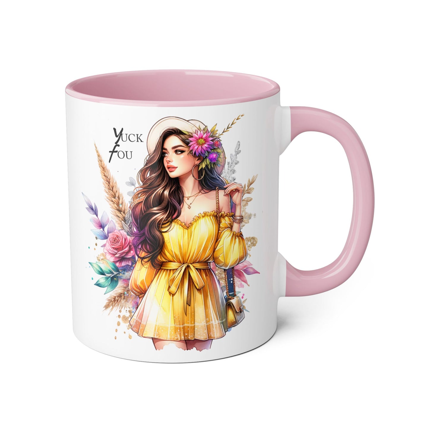 Yuck Fou Chic Floral Accent Mug, Black-Handled Coffee Cup, Gift for Her, Boho Kitchen Decor, Unique Birthday Present, Fun Art Mug, [...]