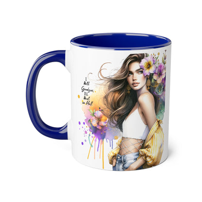 I Hold Grudges, I'll Heal in Hell  Humoristic Elegant Floral Accent Mugs for Coffee Lovers, Inspirational Gift, Home Decor, Unique Art, Perfect for Birthdays, Mother’s Day