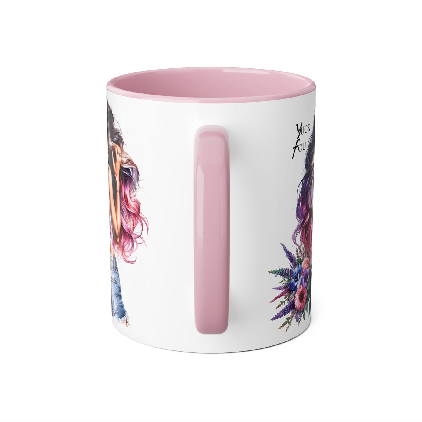 Yuck Fou Bohemian Floral Accent Mug, Artistic Coffee Cup, Unique Gift for Her, Trendy Home Decor, Floral Design