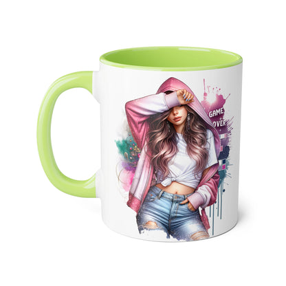 Chic Game Over Accent Mug - Stylish Coffee Cup for Gamers, Perfect Gift for Birthdays, Holidays, and Everyday Use