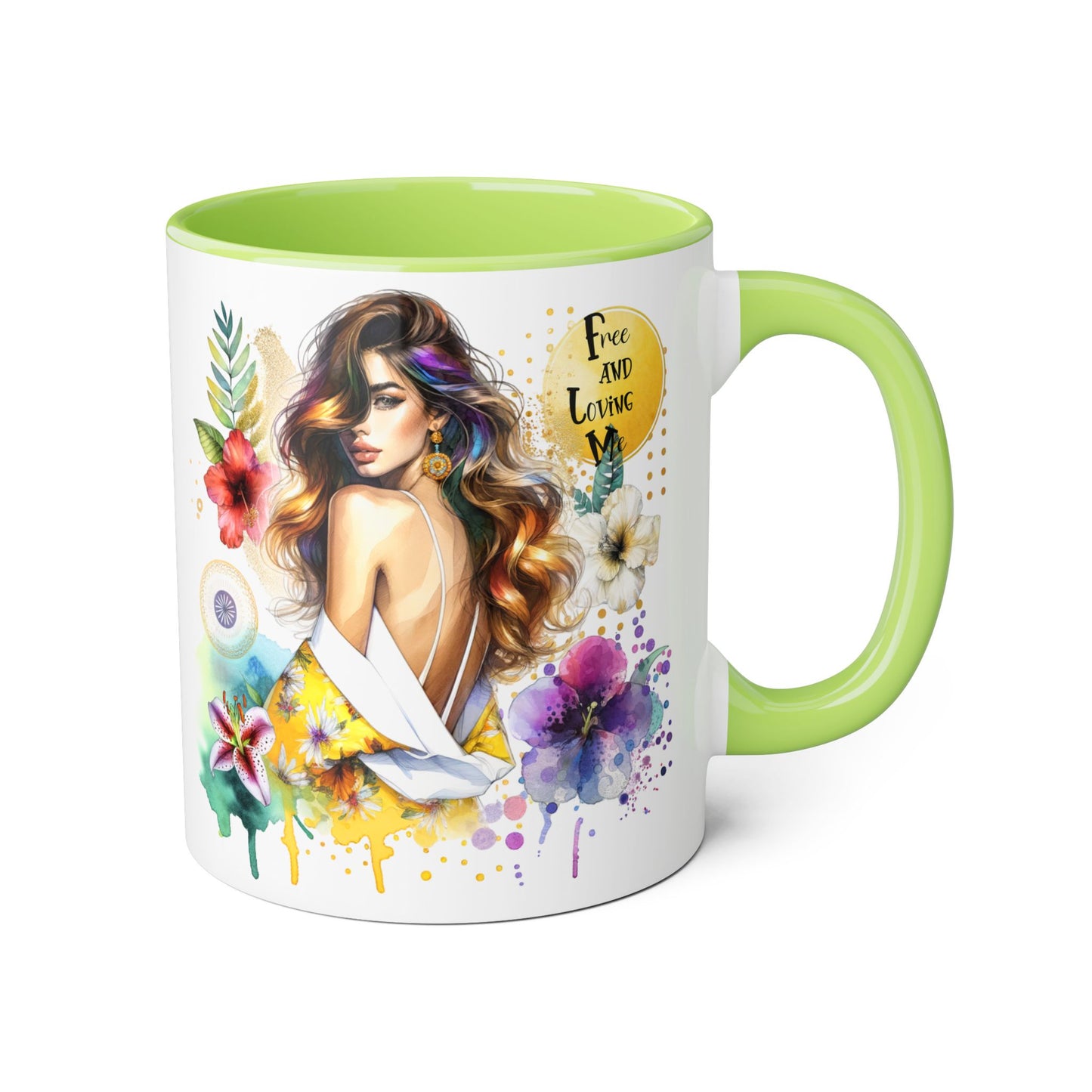 Colorful Artistic Accent Mug - "Free and Loving Me" - Vibrant Coffee Mug for Art Lovers, Gift for Her, Inspirational Drinkware, Home [...]