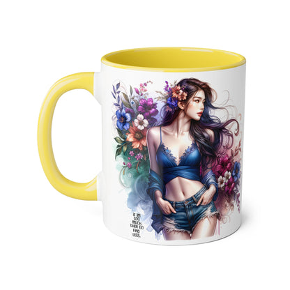 If I'm Too Much, Then Go Find Less Floral Art Accent Mugs, 11oz - Perfect Gift for Flower Lovers, Coffee Lovers, Home Decor, Birthday Gifts, Art Enthusiasts