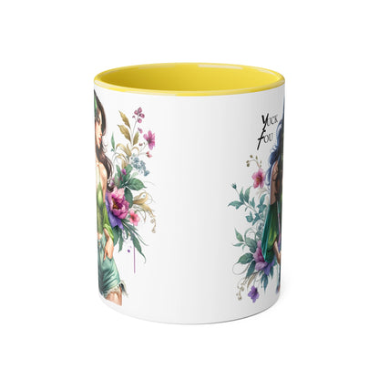 Yuck Fou Vibrant Accent Mug with Floral Design, Gift for Coffee Lovers, Artistic Coffee Mug, Unique Home Decor, Birthday Present, Tea Mug