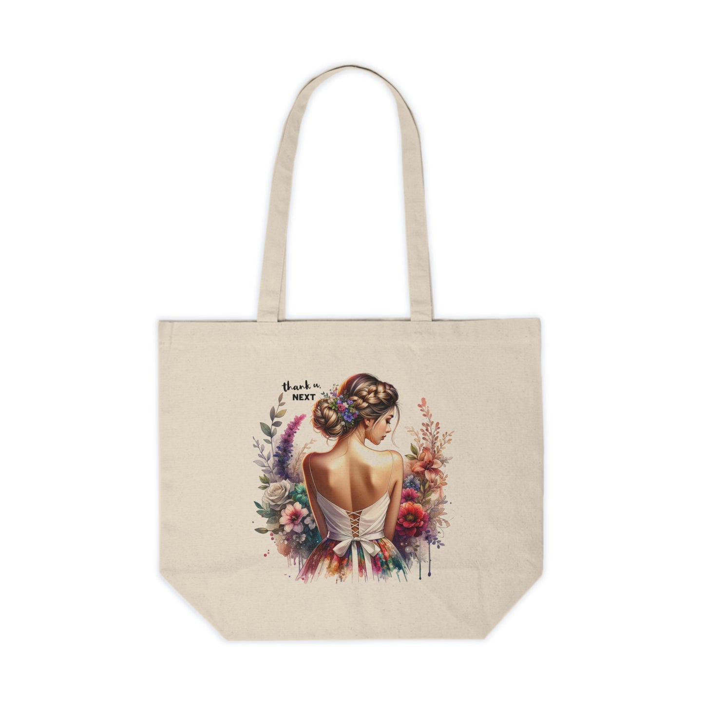 Thank U, Next Floral Bride Tote Bag, Canvas Shopping Tote, Wedding Gift, Bridal Shower Accessory, Eco-Friendly Bag, Personalized Tote