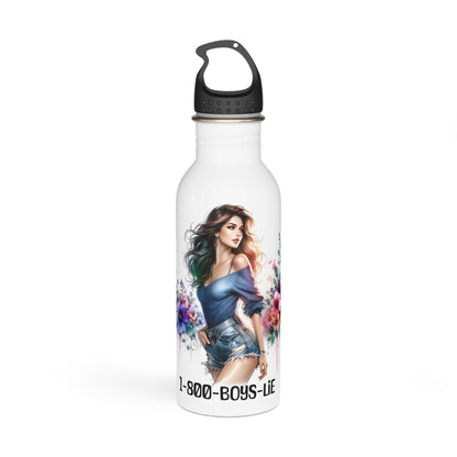 1-800-Boys-Lie Trendy Stainless Steel Water Bottle with Floral Design - Perfect for Gym, Travel, or Everyday Use
