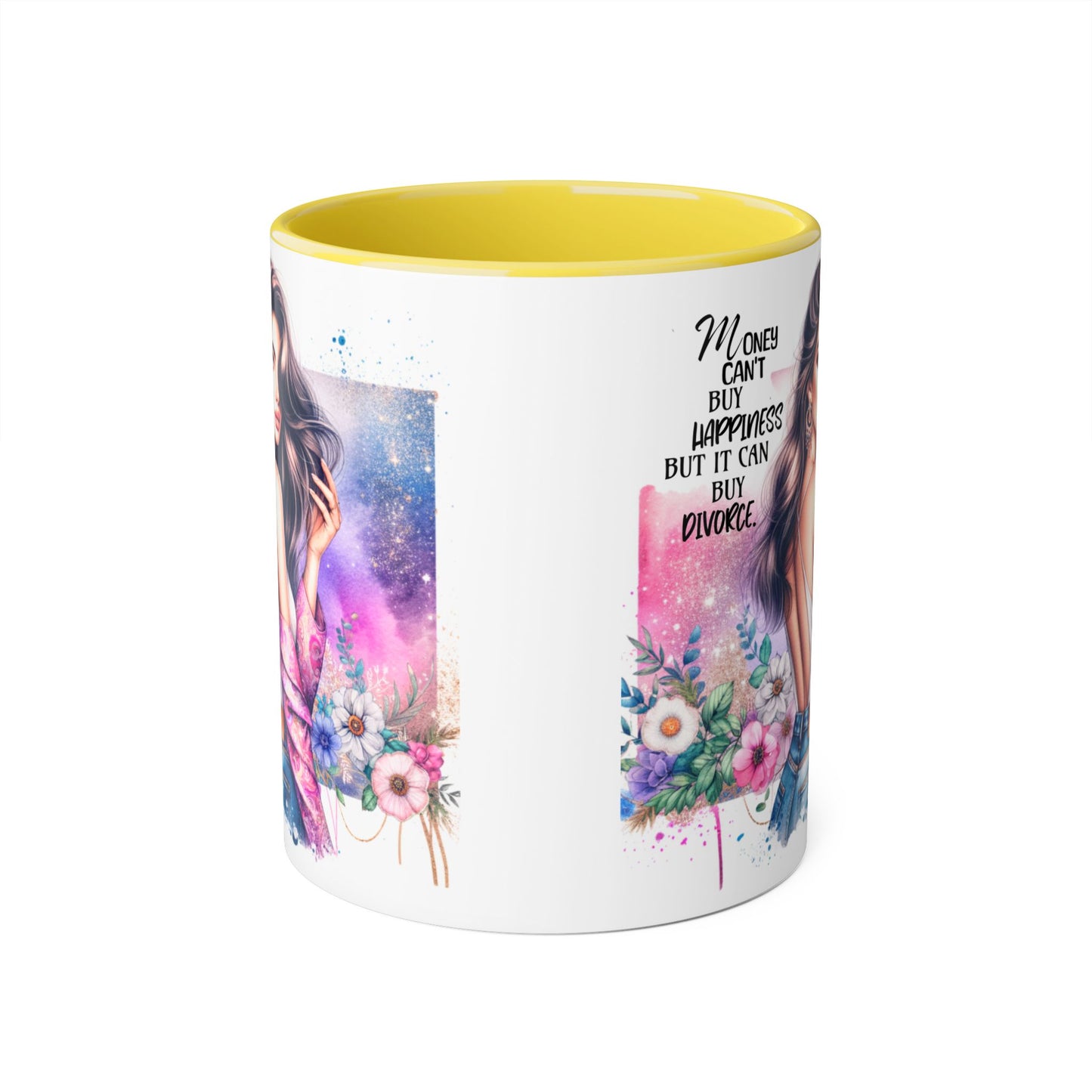 Money Can't Buy Happiness But It Can Buy Divorce Humoristic Empowerment Mug for Self-Love, Coffee Cup, Birthday Gift, Inspirational Decor, Divorce Gift, Floral Design