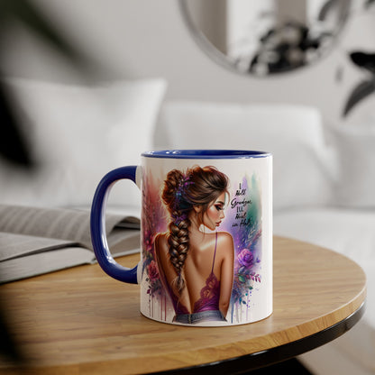 I Hold Grudges, I'll Heal in Hell Artistic Black Accent Mug, Inspirational Coffee Cup, Unique Gift for Her, Flower Design Tea Mug, Stylish Drinkware for Every Occasion