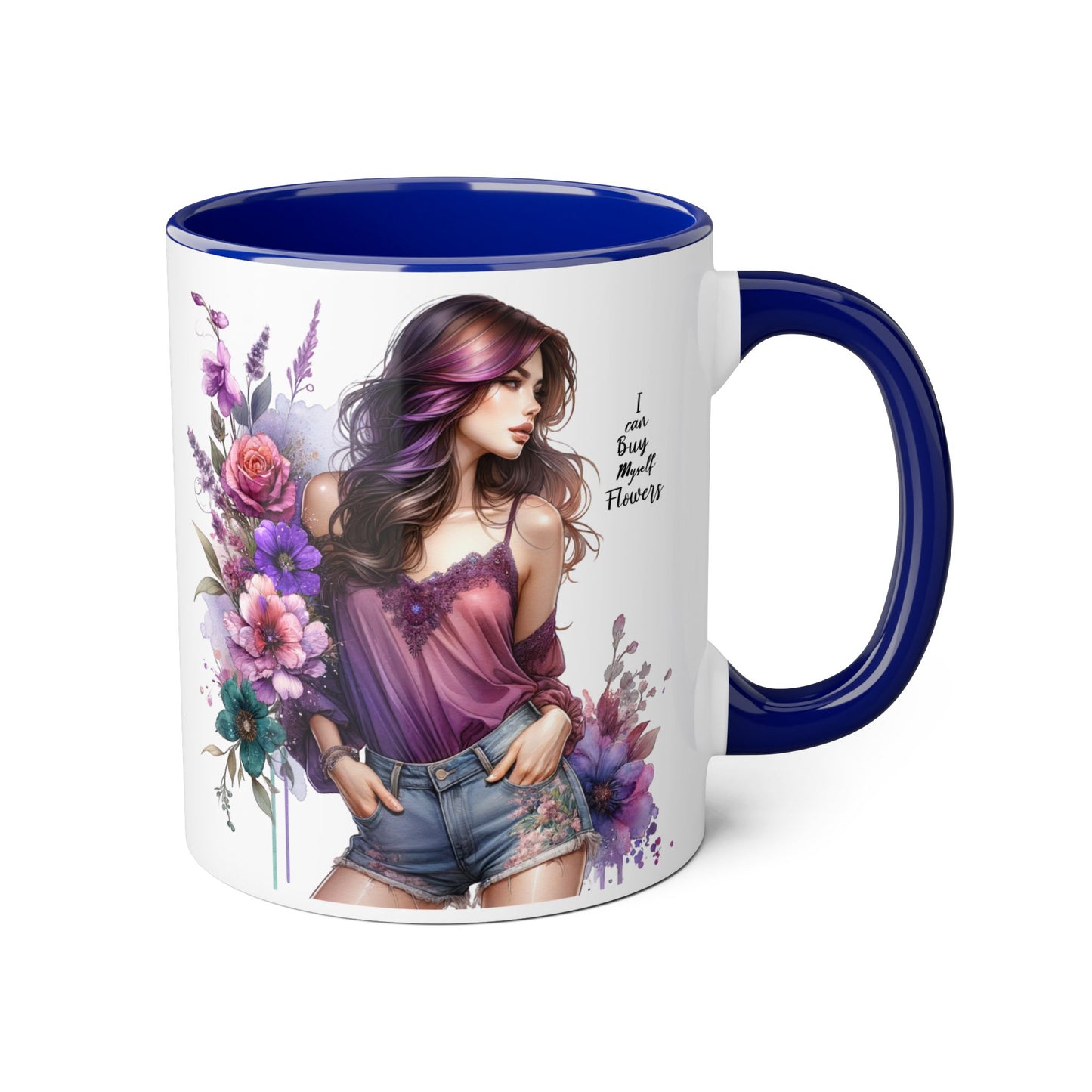 I Can Buy Myself Flowers Floral Art Accent Mug, 11oz Coffee Cup for Flower Lovers, Gift for Her, Boho Kitchen Decor, Unique Art Mug