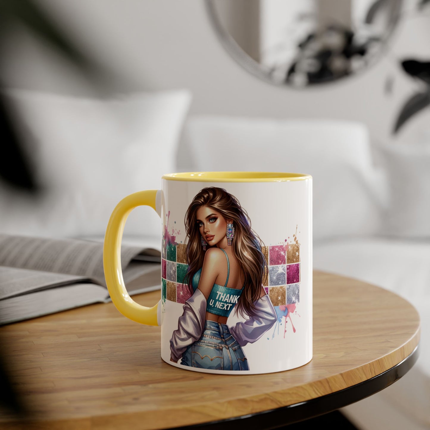 Thank U, Next Chic Coffee Mug, Trendy Drinkware, Stylish Gift for Her, Art-Inspired Accent Mug, Perfect for Birthdays, Home Decor, Coffee Lover