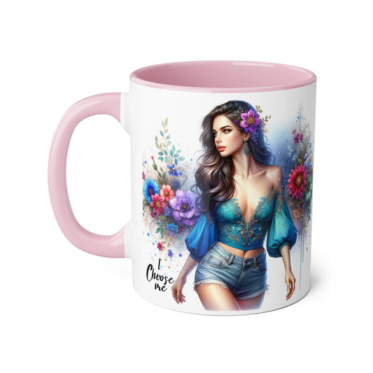 I Choose Me Boho Floral Accent Mug, Choose Me Coffee Cup, Unique Gift for Her, Art Mug, Colorful Drinkware