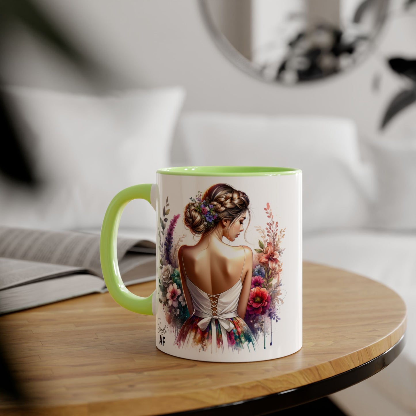 Single AF Floral Elegance Mug, Custom Coffee Cup, Gift for Her, Bridesmaid Present, Artful Design, Home Decor